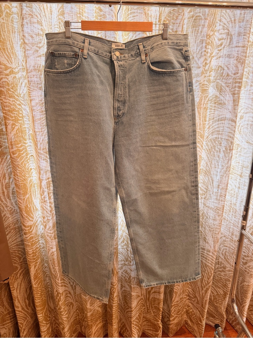 Agolde Relaxed Straight Jeans in Faded Green-Gray